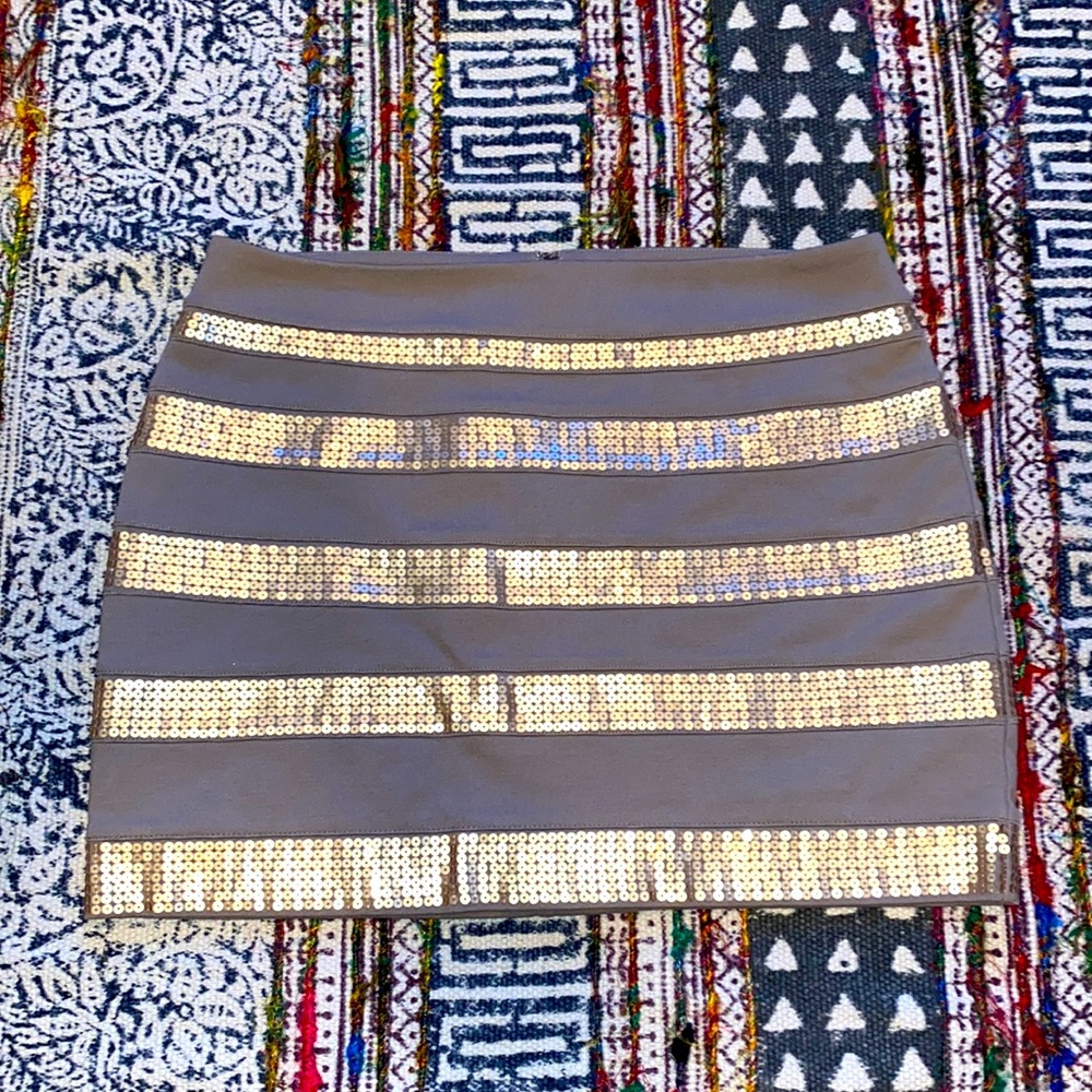 3 For $25! Beige and Gold Sequins Mini Skirt